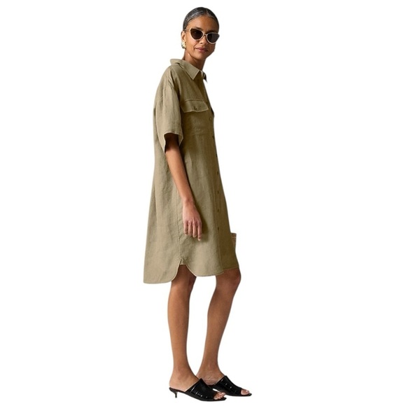 J. Crew Dresses & Skirts - J.Crew - Utility Linen Shirt Dress in Olive Green Sz Xs